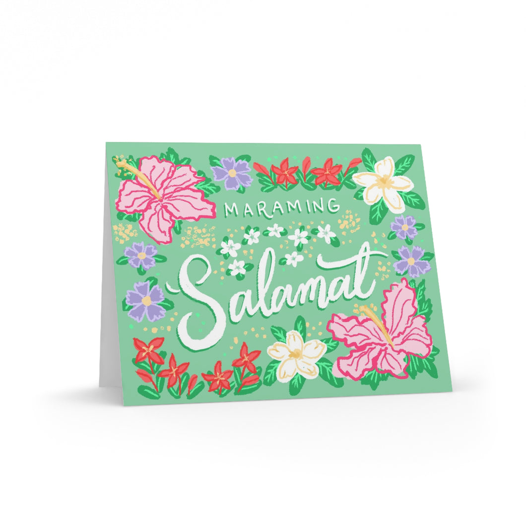 Maraming Salamat with Flowers - Filipino Thank You Cards (8, 16, and 24 pcs)