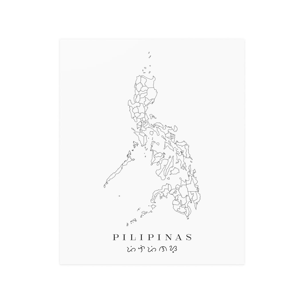 Minimalist Philippines Map Poster - White